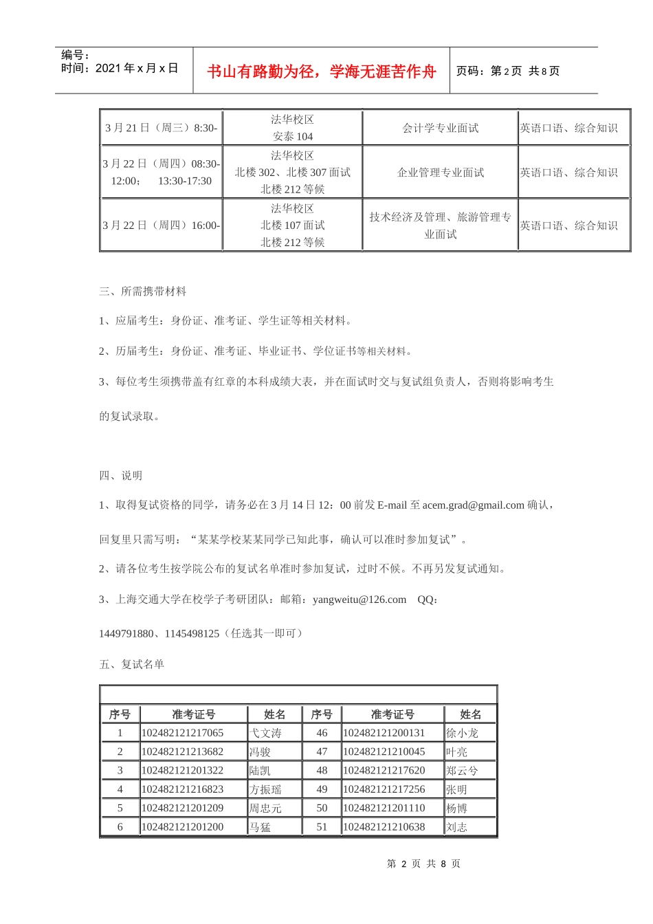 上海交通大学安泰与经济管理学院XXXX年硕士研究生复试分数线和复试_第2页