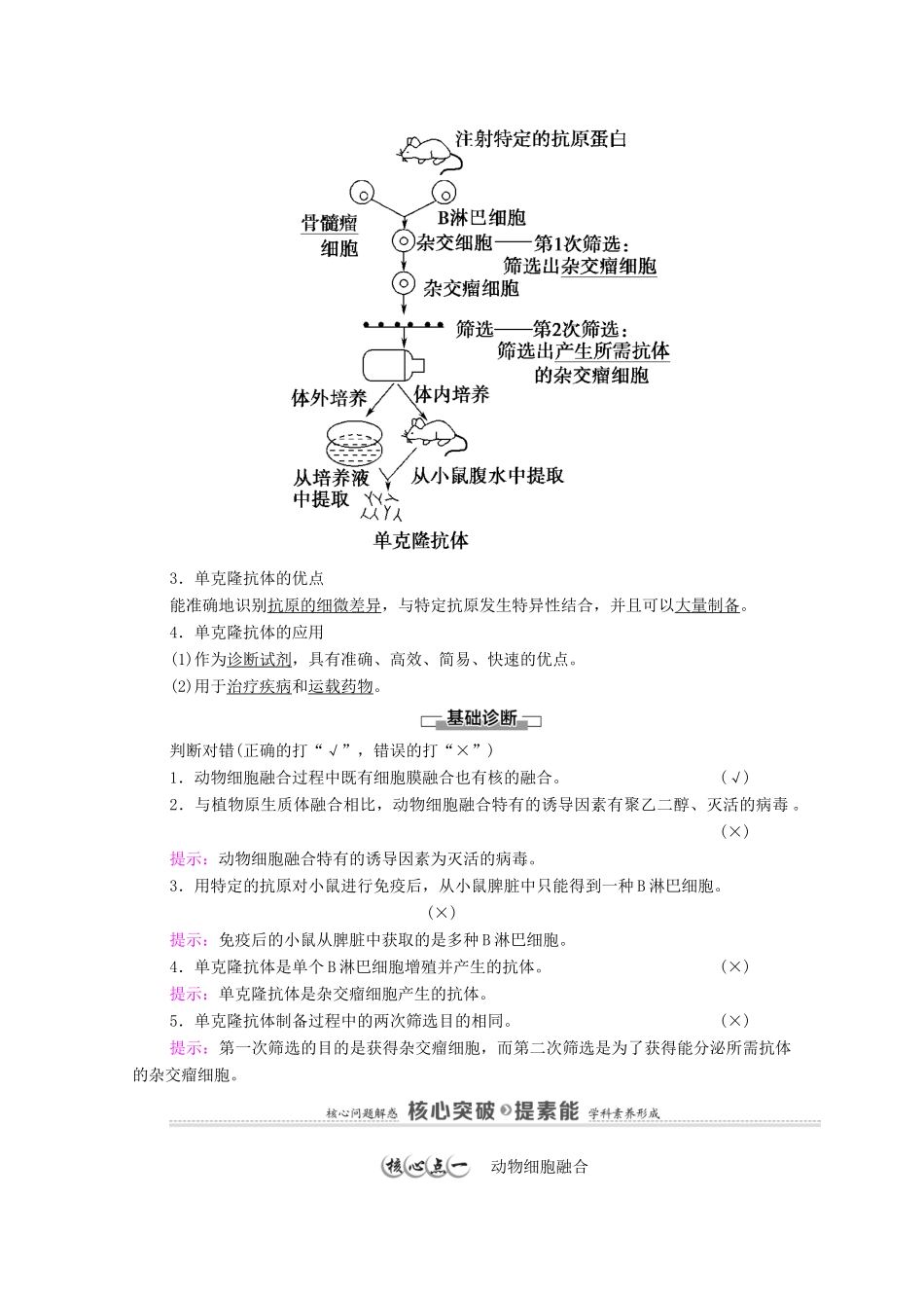 高中生物 第2章 细胞工程 第2节 第2课时 动物细胞融合技术与单克隆抗体教案 新人教版选择性必修3-新人教版高中选择性必修3生物教案_第2页