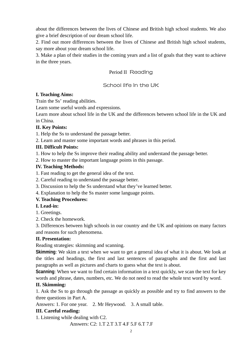 高一牛津模块1 Unit 1教案_第2页