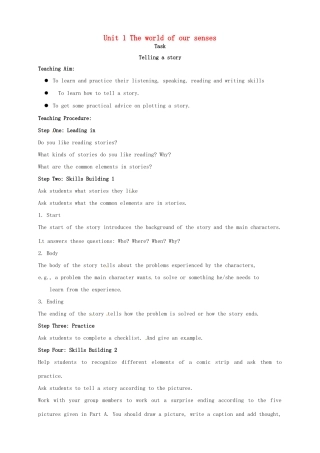 高中英语 Unit1 Task教案 牛津译林版必修3-牛津版高一必修3英语教案