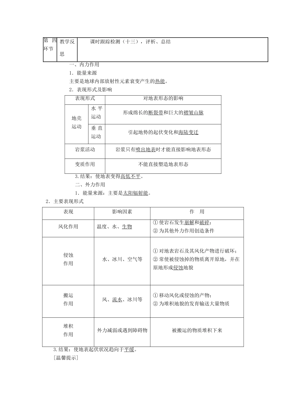 高中地理《塑造地表形态的力量》教学设计-人教版高中全册地理教案_第2页