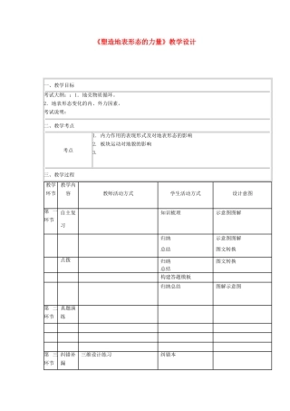高中地理《塑造地表形态的力量》教学设计-人教版高中全册地理教案