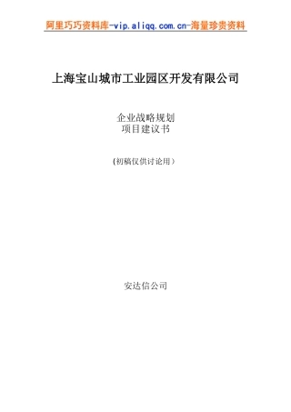 上海宝山城市工业园区开发有限公司企业战略规划项目建议书