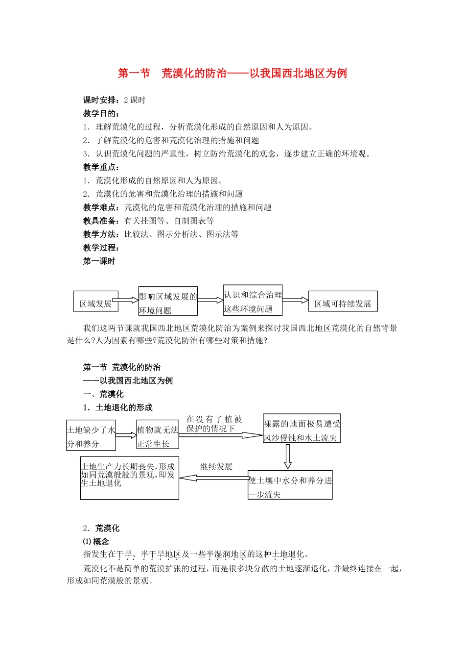 高中地理2.1　荒漠化的防治─以我国西北地区为例2教案人教版必修3_第1页