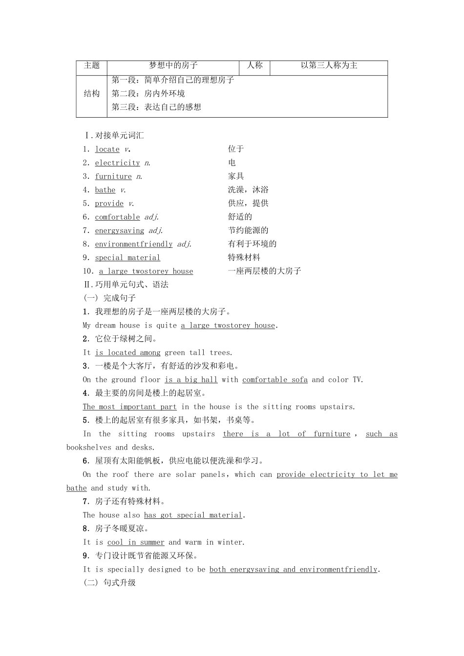 高中英语 Unit 6 Design Section Ⅶ Writing——描写你梦想中的房子讲义 北师大版必修2-北师大版高一必修2英语教案_第2页