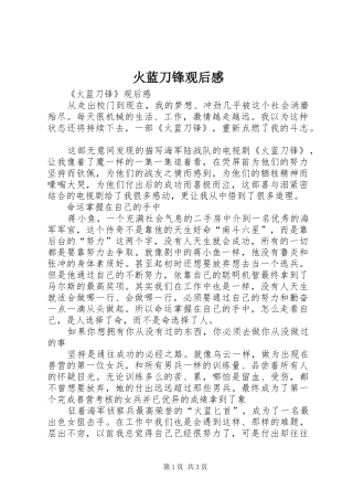 火蓝刀锋观后感