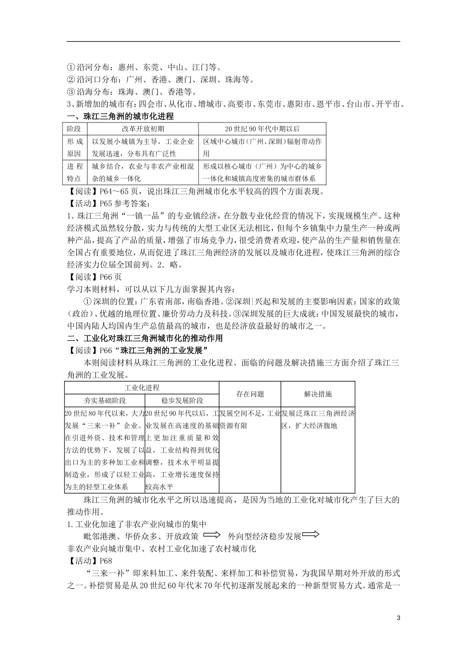 高二地理 2.6《区域工业化与城市化进程—以珠江三角洲为例》教案(1) 湘教版必修3_第3页
