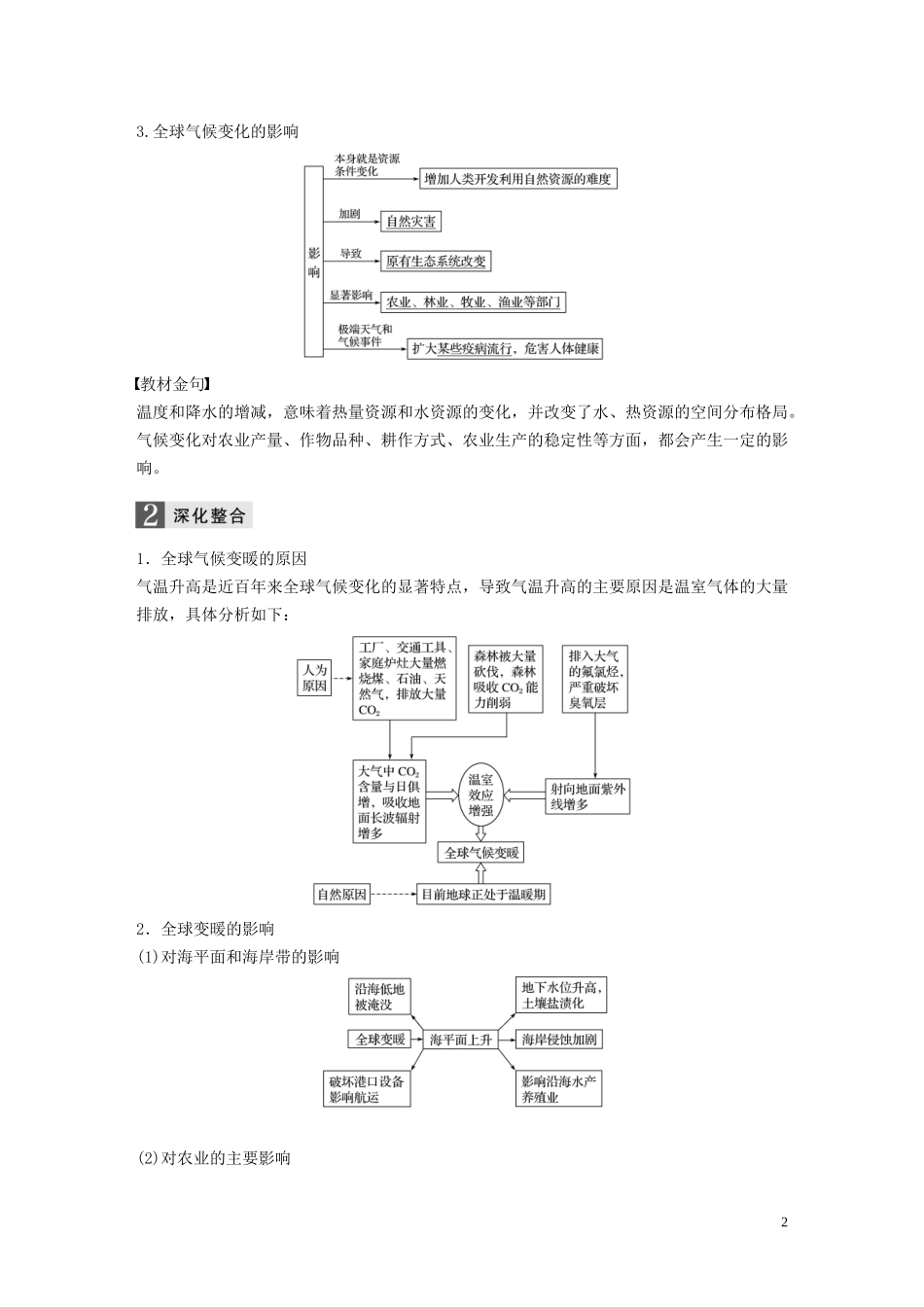 （浙江选考）高考地理总复习 第五章 自然环境对人类活动的影响 第19讲 全球气候变化对人类活动的影响教师用书（含解析）新人教版必修1-新人教版高三必修1地理教案_第2页