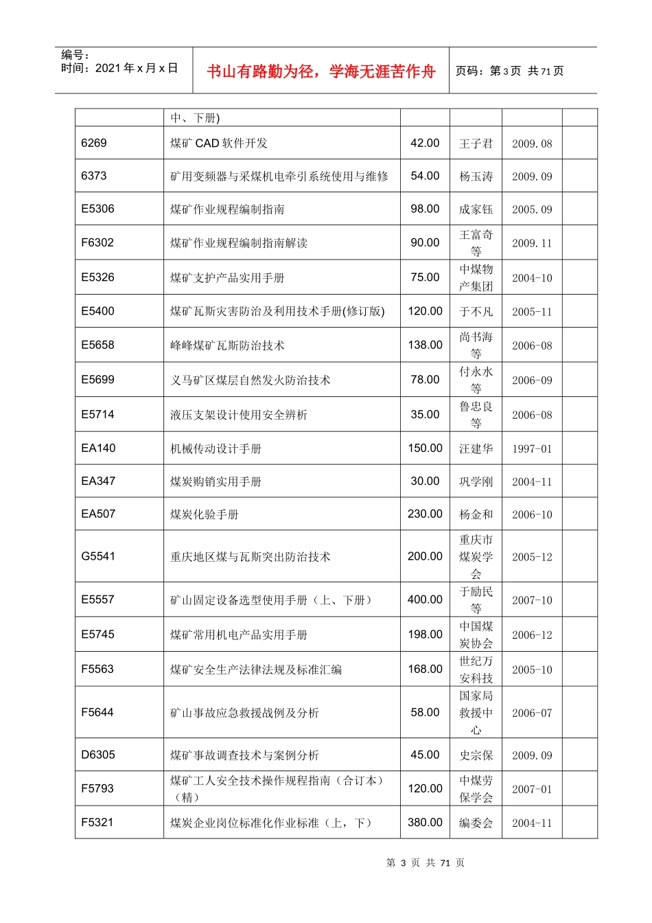 XXXX年煤炭类图书书目-煤炭工业出版社_第3页