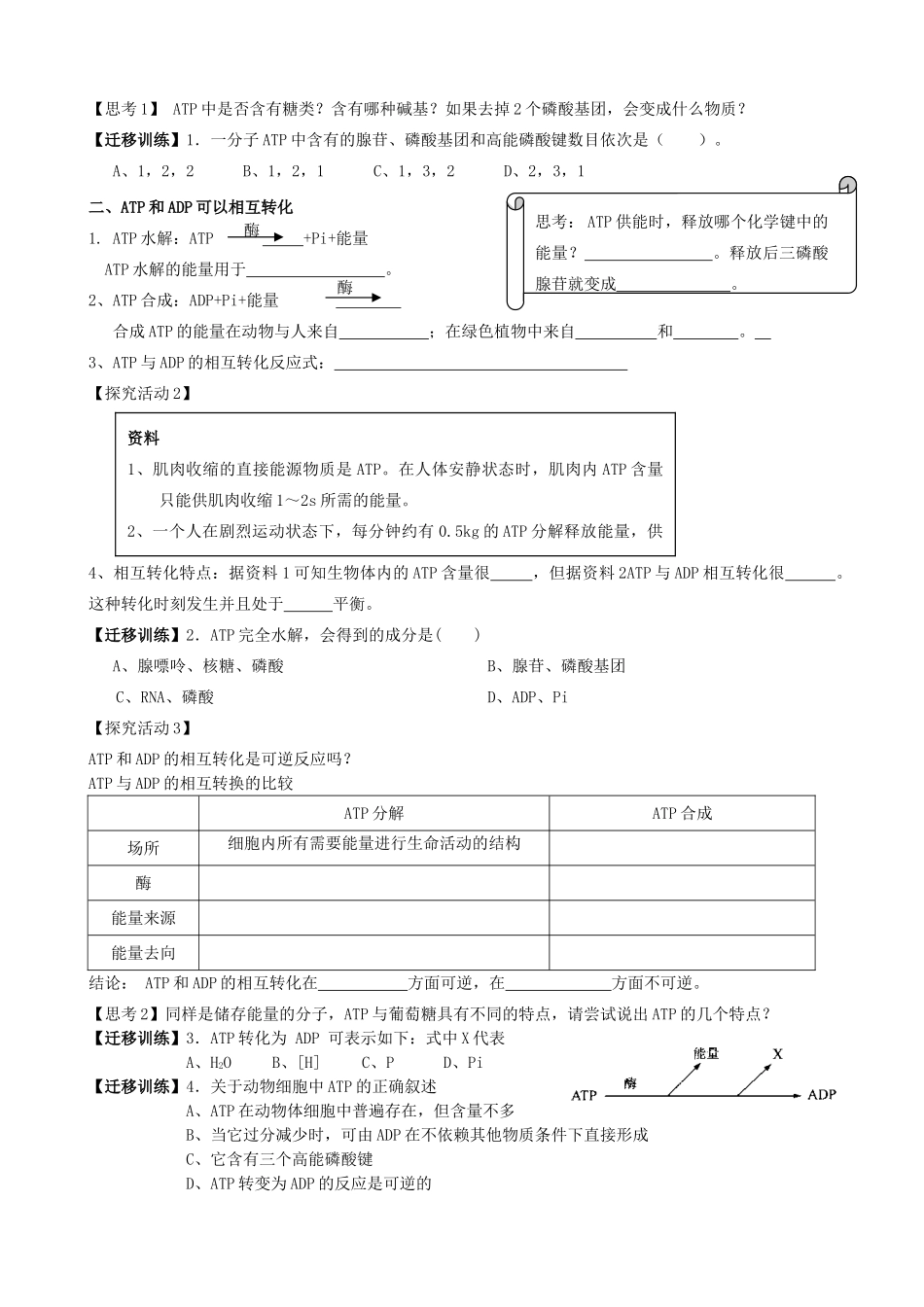 高中生物 细胞的能量“通货” 教案 新人教版必修1_第2页