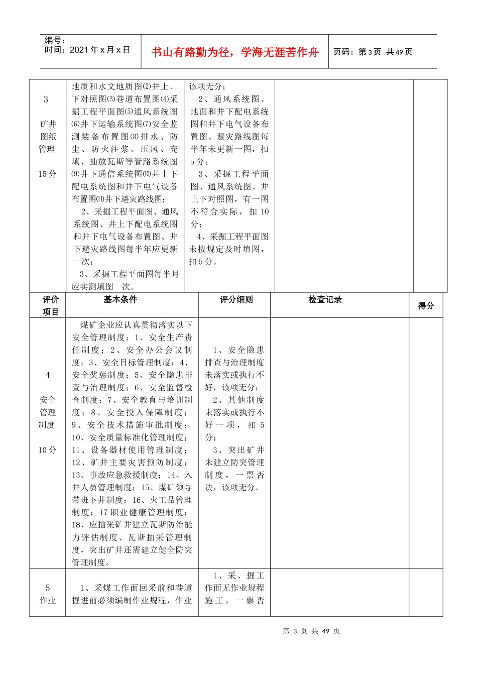 X年煤矿安全评价标准(以此为准(终稿))_第3页