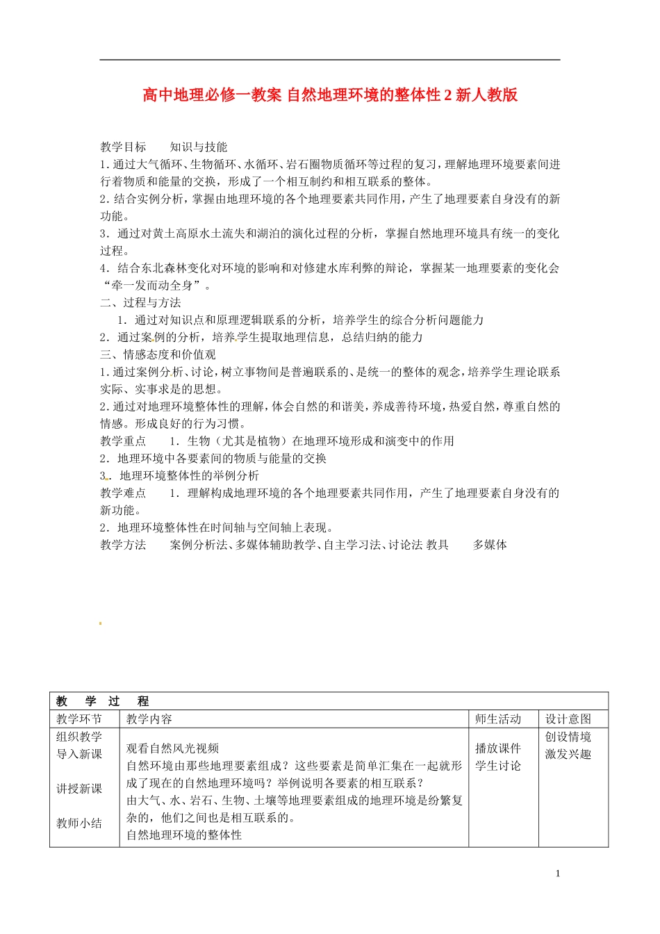 高中地理 自然地理环境的整体性2 教案新人教版必修1_第1页