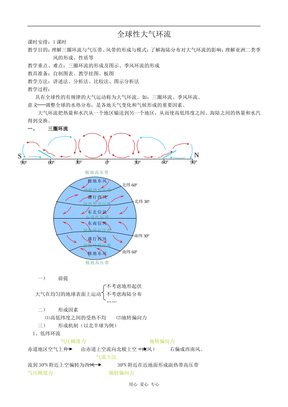 高中地理全球性大气环流旧人教版高中必修上册_第1页