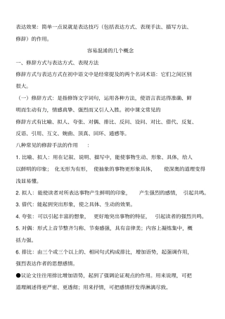 常见表现手法及其作用答题技巧总结(全)