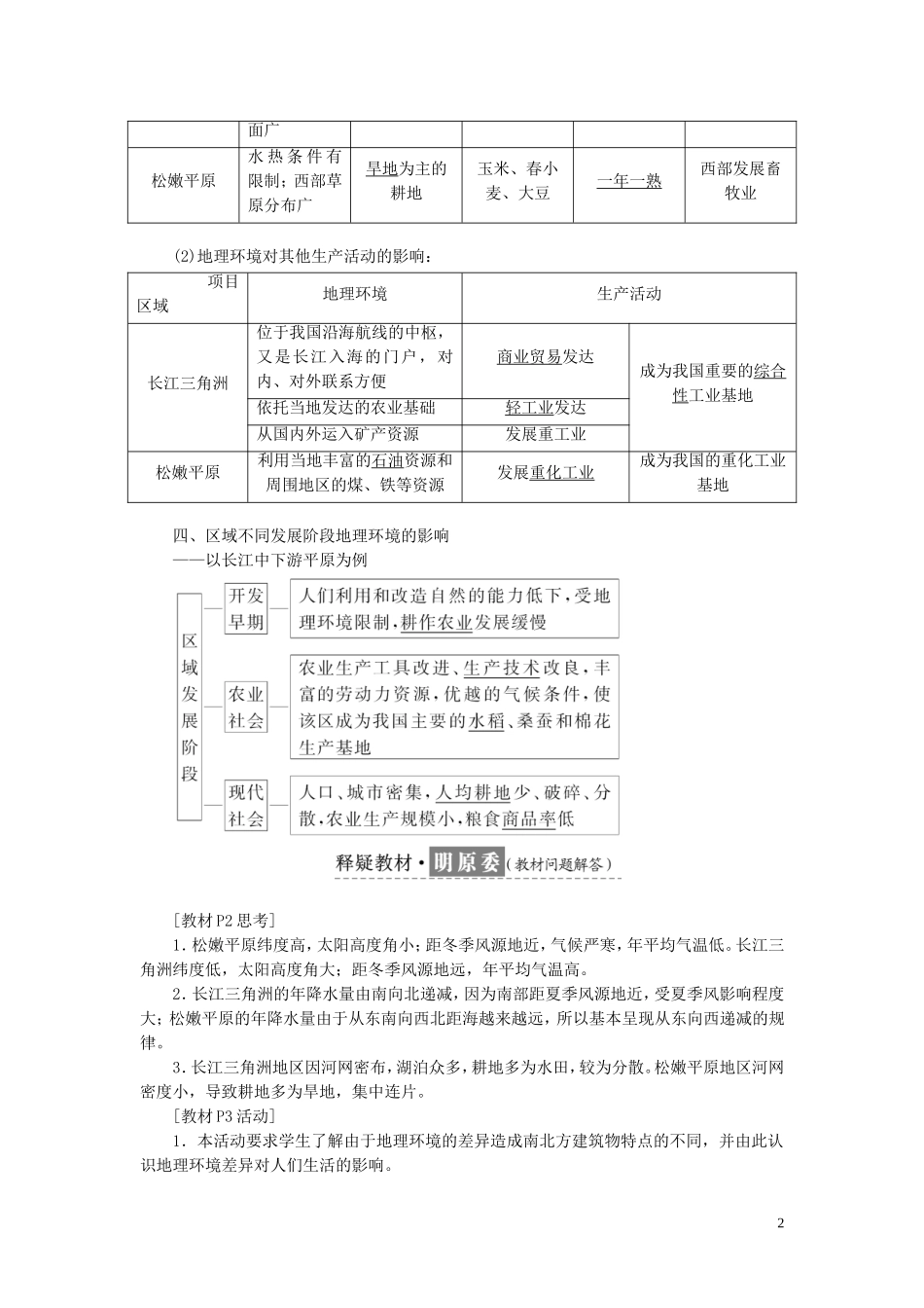 高中地理 第一章 地理环境与区域发展 第一节 地理环境对区域发展的影响教案（含解析）新人教版必修3-新人教版高二必修3地理教案_第2页