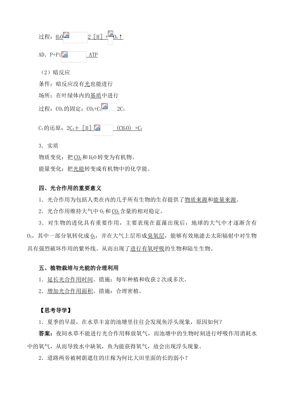 高中生物光合作用教案1人教版 必修1_第2页
