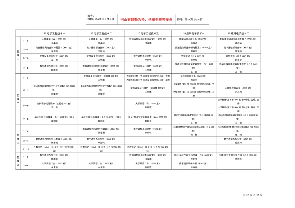 211-12学年第二学期课程时间表(通信)_第1页