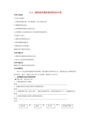 高中生物 《基因是有遗传效应的DNA片段》教案6 新人教版必修2