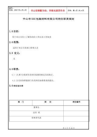 ajl_1125_中山市XXX包装材料有限公司岗位职责规定