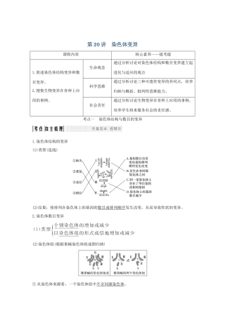 （鲁京津琼）高考生物总复习 第20讲 染色体变异教案-人教版高三全册生物教案
