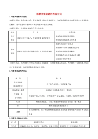 高考生物大一轮复习 实验技能积累 探究活动 1.1.2观察细胞的基本结构教案 中图版-中图版高三全册生物教案