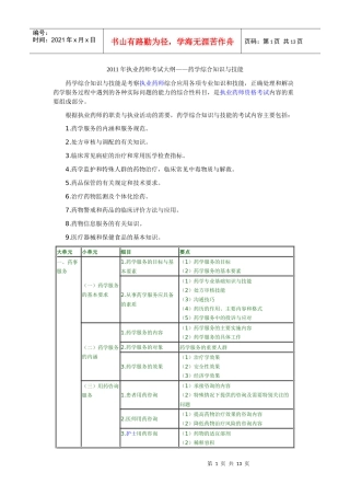 XX年执业药师考试大纲——药学综合知识与技能3953726915
