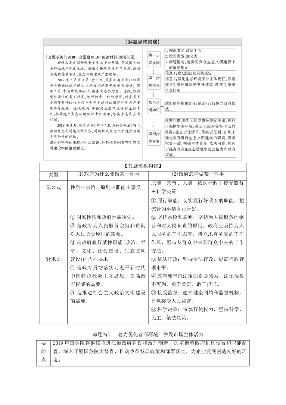 高考政治二轮复习 第1部分 专题5 公民参与与政府职责 第2课时 主观题增分提能教案-人教版高三全册政治教案_第2页