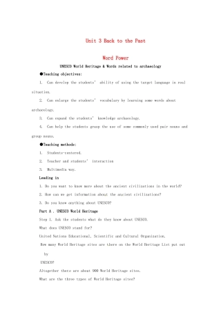 高中英语 Unit 3 Back to the past Word power教案 牛津译林版必修3-牛津版高一必修3英语教案