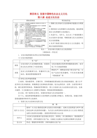 （江苏专版）高考政治一轮复习 第四单元 发展先进文化 第八课 走进文化生活讲义 新人教版必修3-新人教版高三必修3政治教案