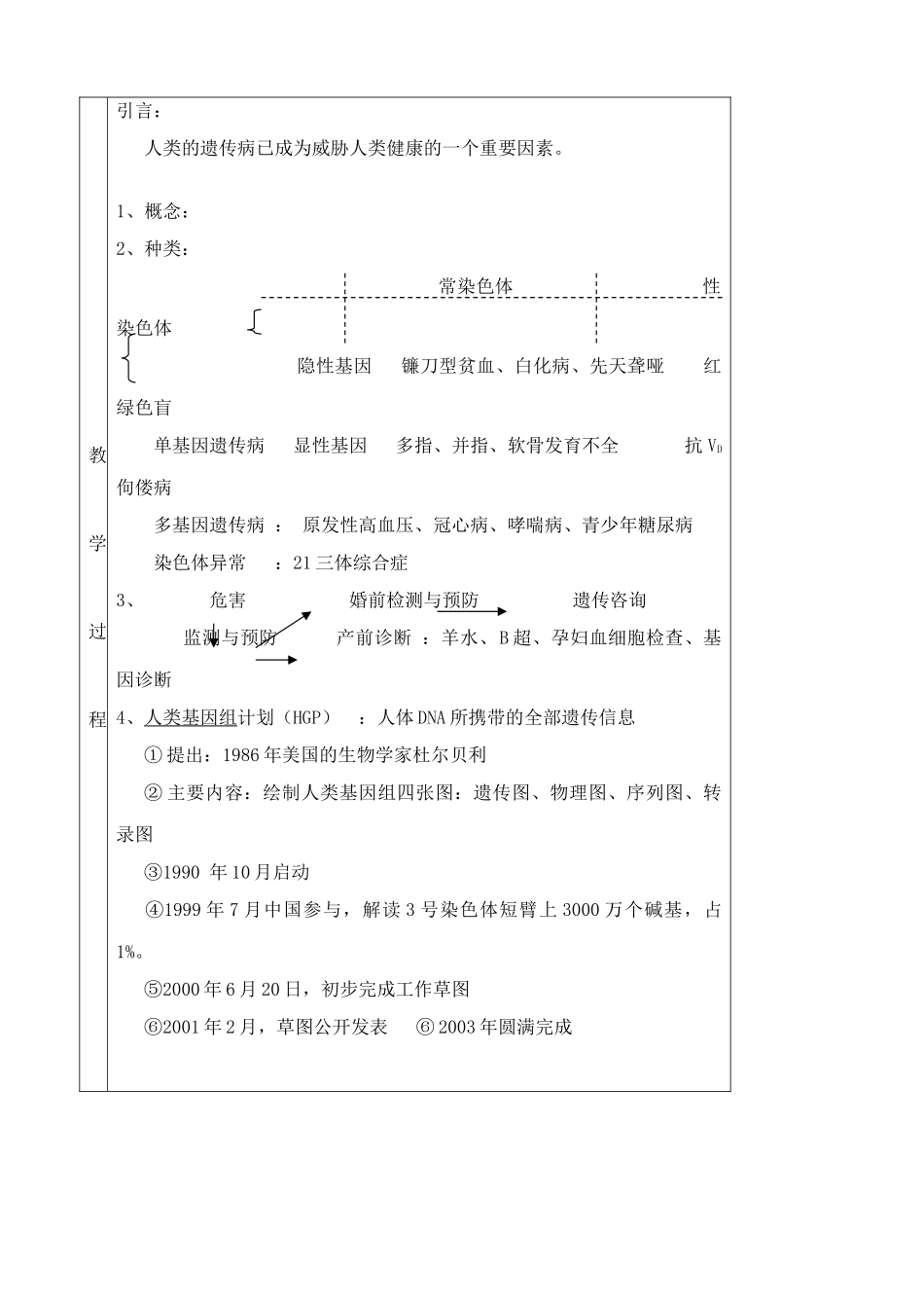 高中生物人类遗传病教案2新课标 人教版 必修2_第2页