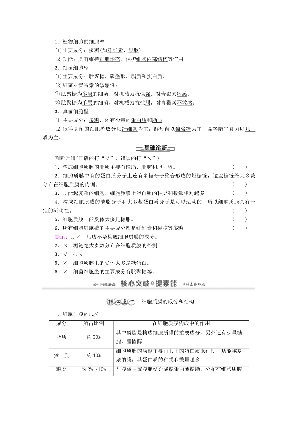 高中生物 第2章 细胞的结构和生命活动 第2节 第1课时 细胞质膜将细胞与外界环境分开教案 苏教版必修1-苏教版高中必修1生物教案_第2页