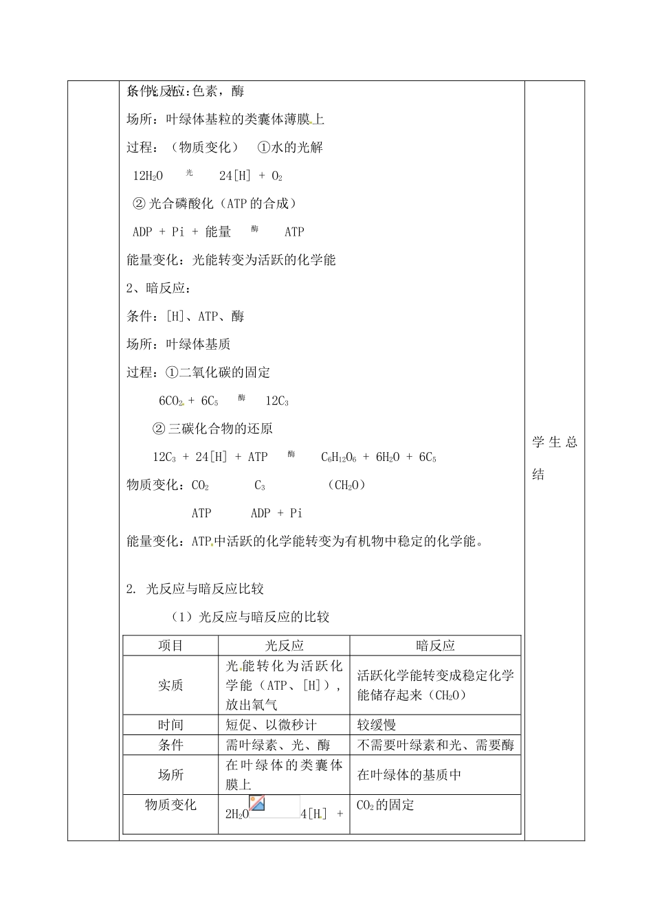 高中生物 5.4能量之源—光与光合作用3教案 新人教版必修1_第2页