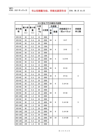 SCS型电子汽车衡技术参数