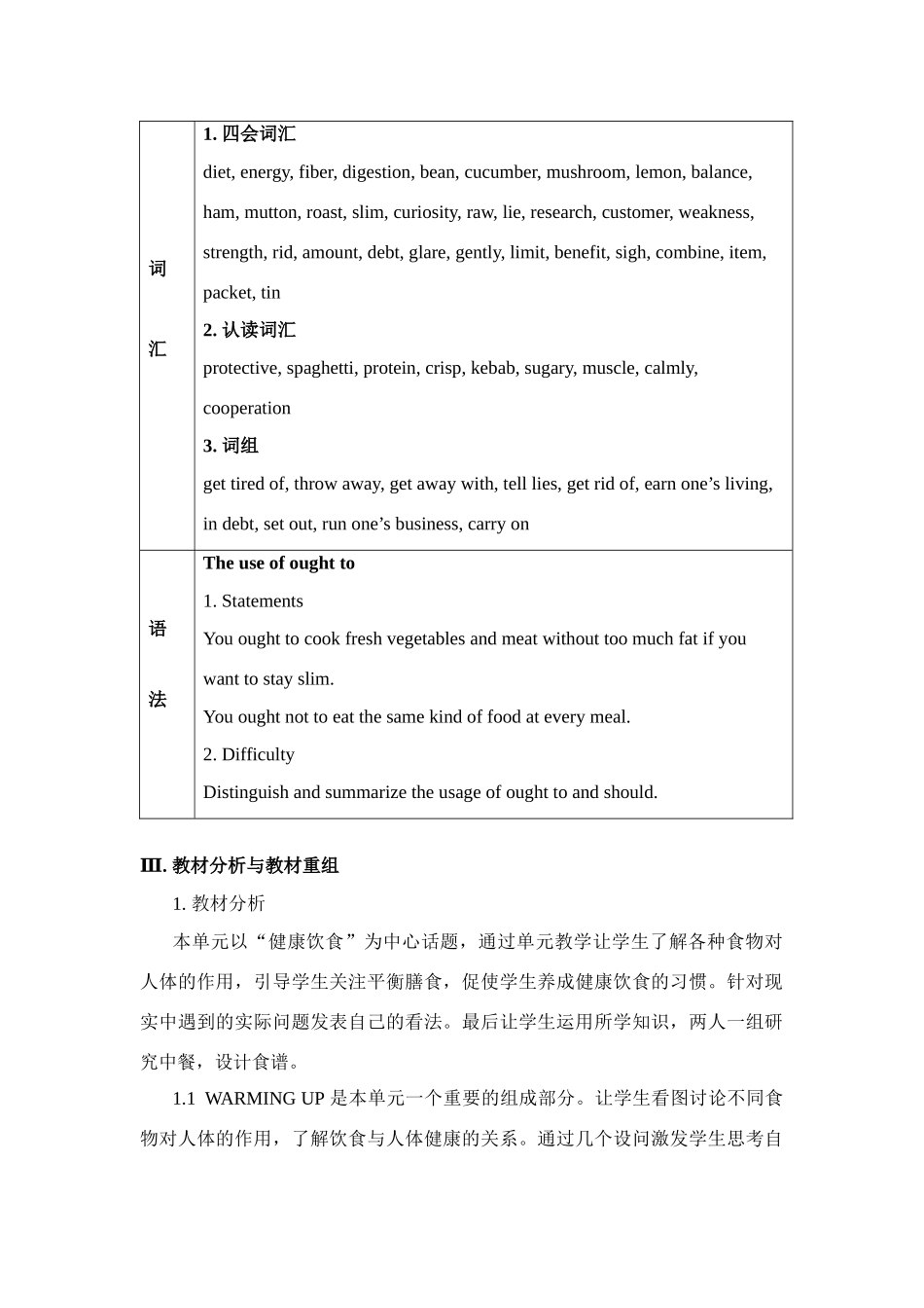 高中英语 Unit 2 Healthy eating 教案 新人教版必修3_第2页