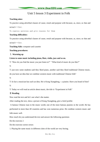 北师版英语必修2 Unit 5 lesson 3 Experiment in Folk 1