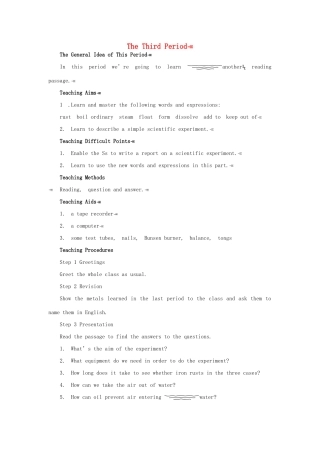 高中英语 Module 5 3rd period教案 外研版必修1