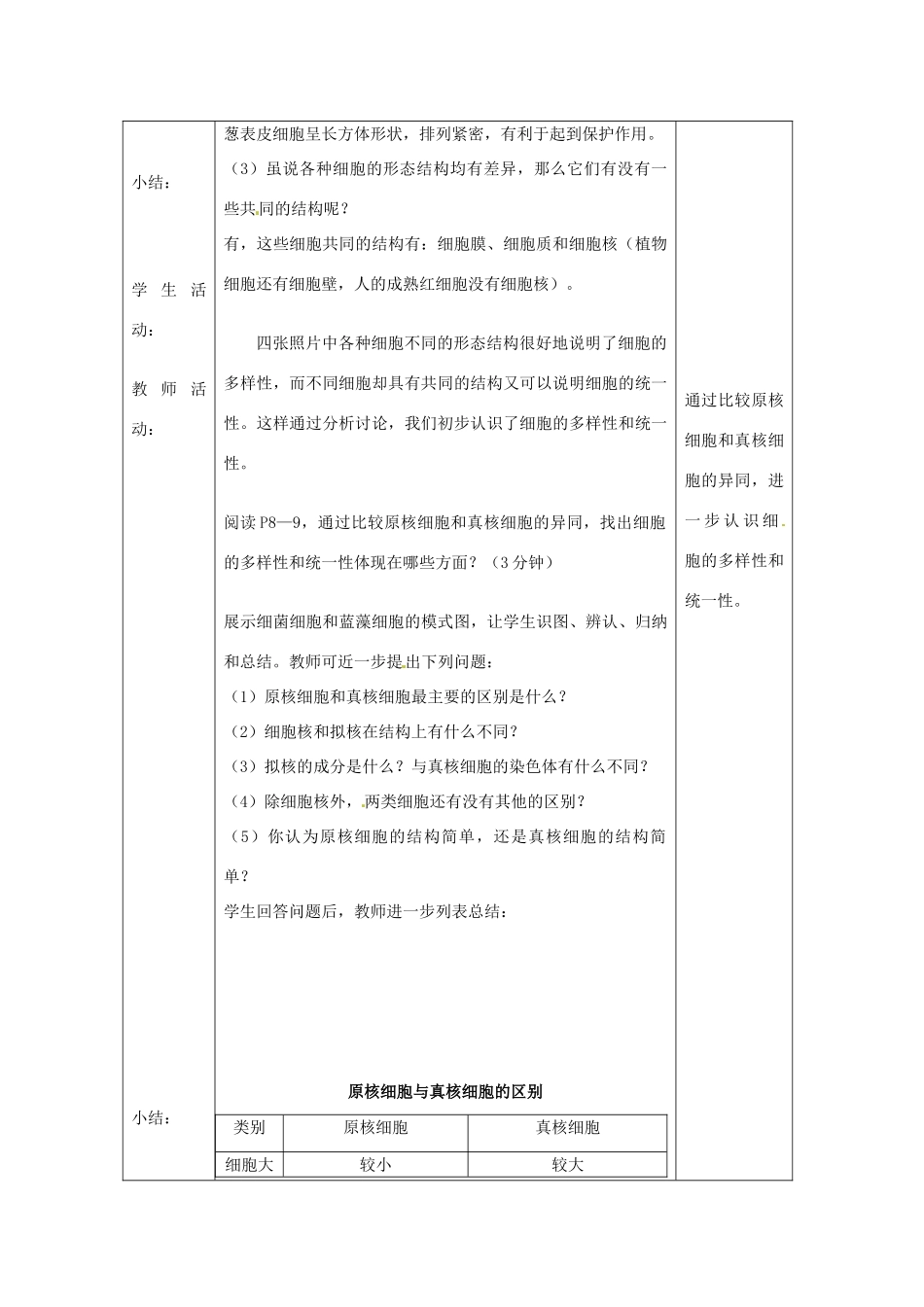 高考生物一轮复习 细胞的多样性和统一性教案-人教版高三全册生物教案_第2页