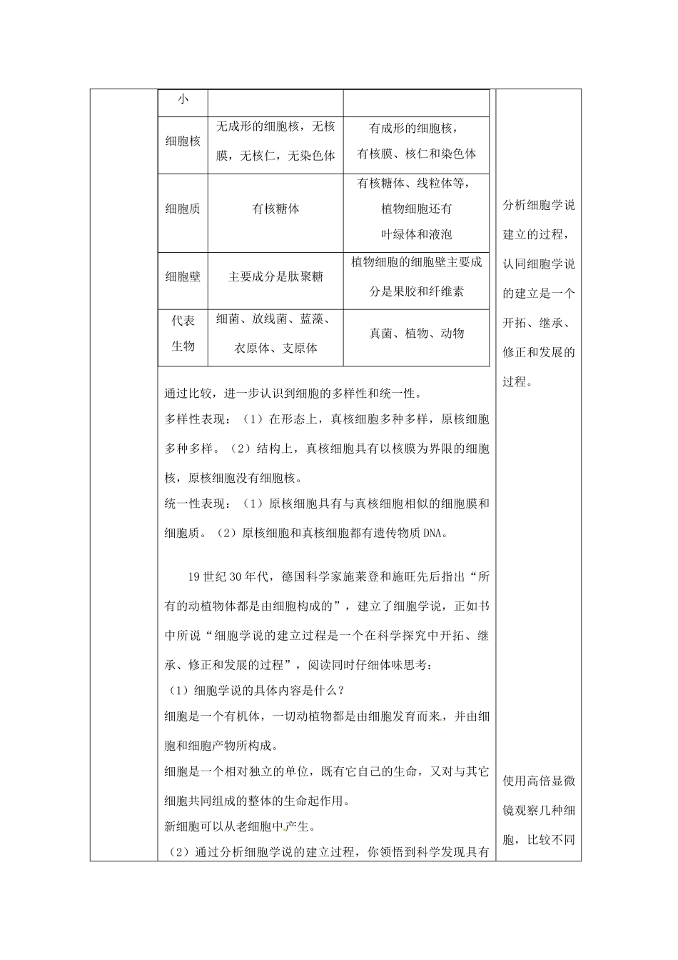 高考生物一轮复习 细胞的多样性和统一性教案-人教版高三全册生物教案_第3页