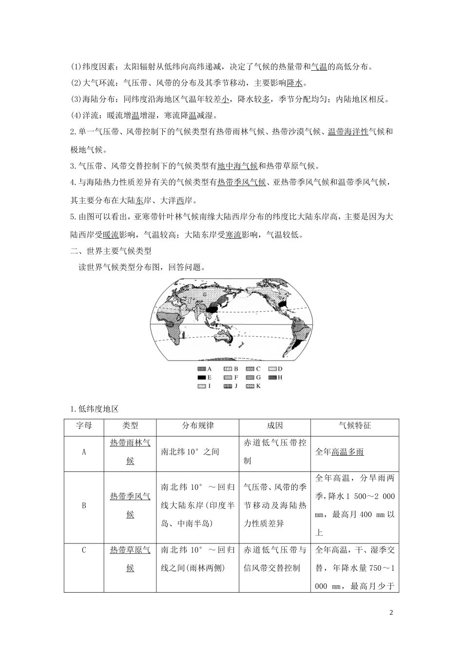 高考地理总复习 第三章 地理环境的整体性和区域差异 第1讲 气候在地理环境中的作用教案（含解析）中图版-中图版高三全册地理教案_第2页