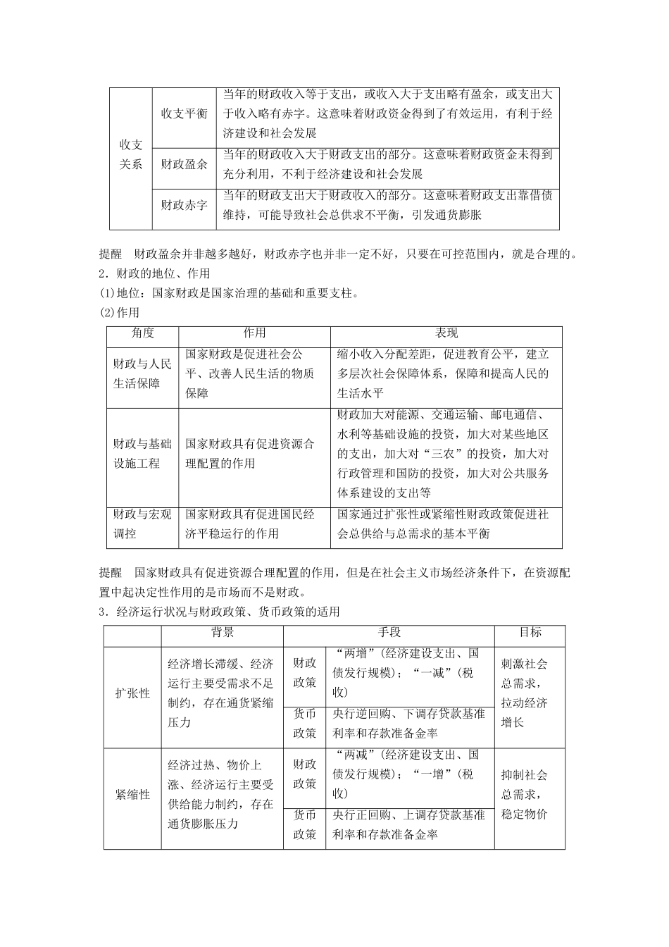 （鲁京津琼专用）高考政治大一轮复习 第三单元 收入与分配 第8课 财政与税收讲义-人教版高三全册政治教案_第3页
