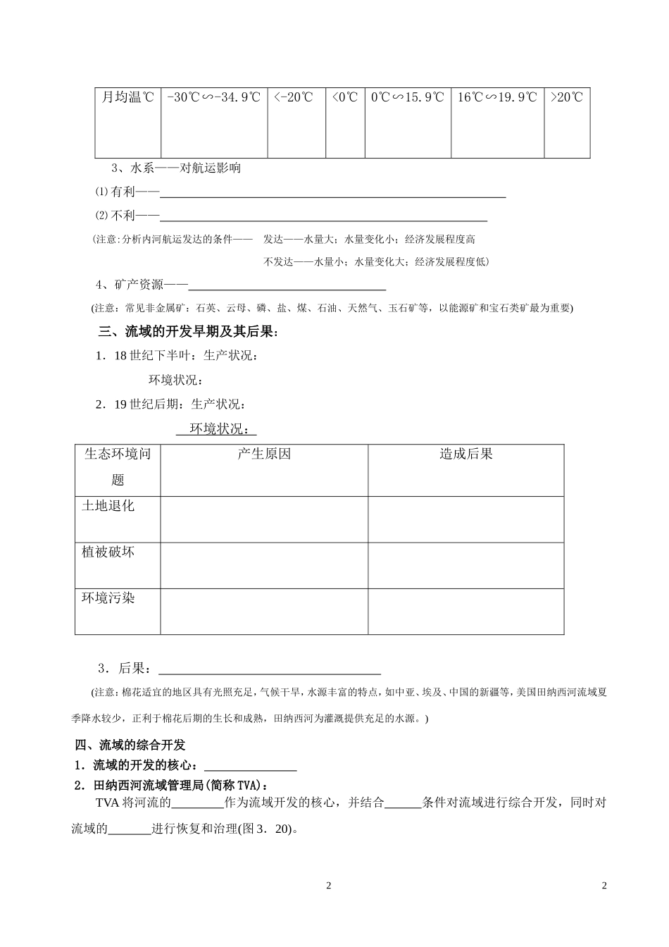高中地理河流的综合开发以美国田纳西河流域为例教案1人教版必修3_第2页