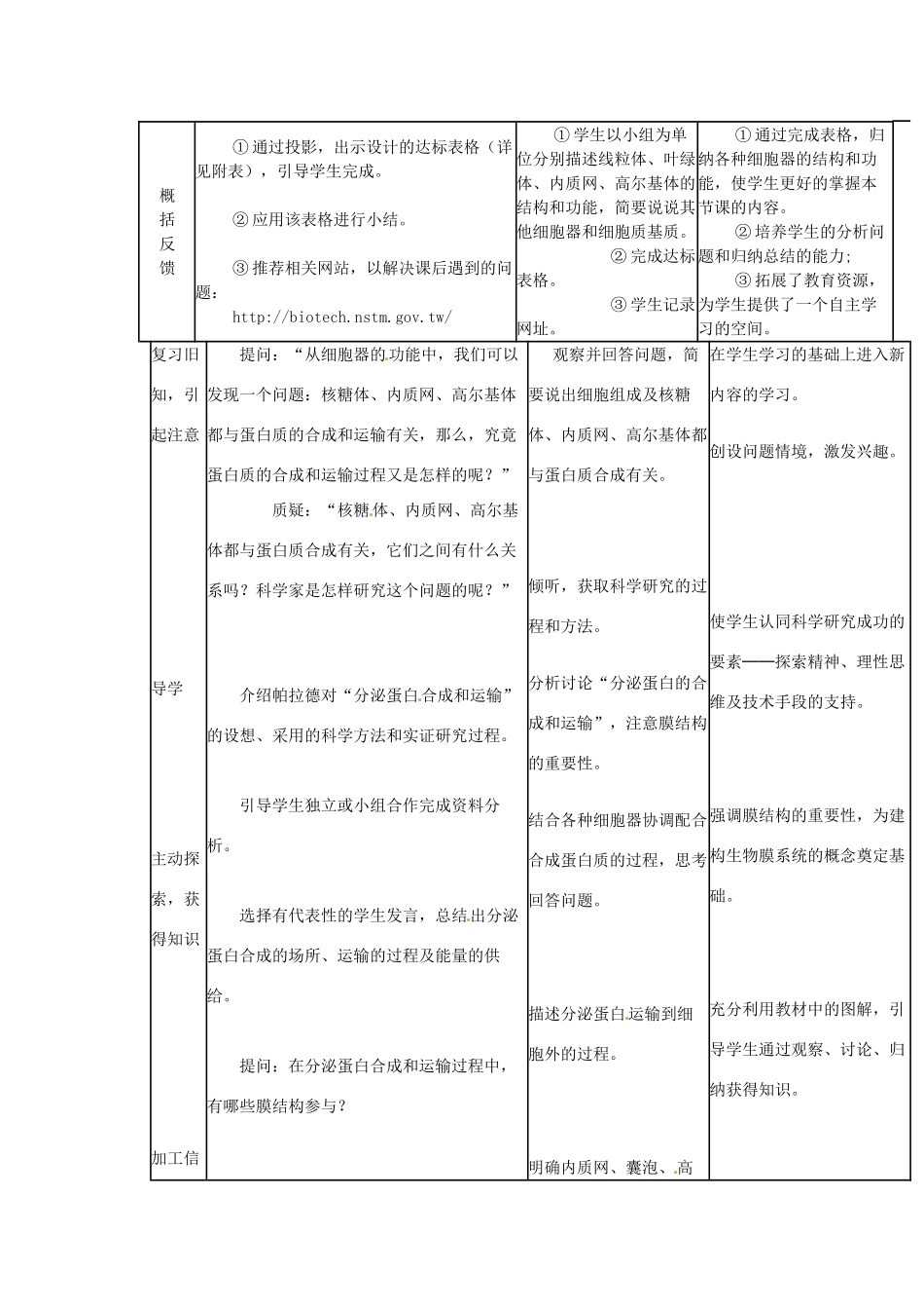 高考生物 细胞器教案-人教版高三全册生物教案_第3页