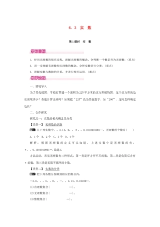 春七年级数学下册 第六章 实数 6.3 实数 第1课时 实数教案1 （新版）新人教版-（新版）新人教版初中七年级下册数学教案