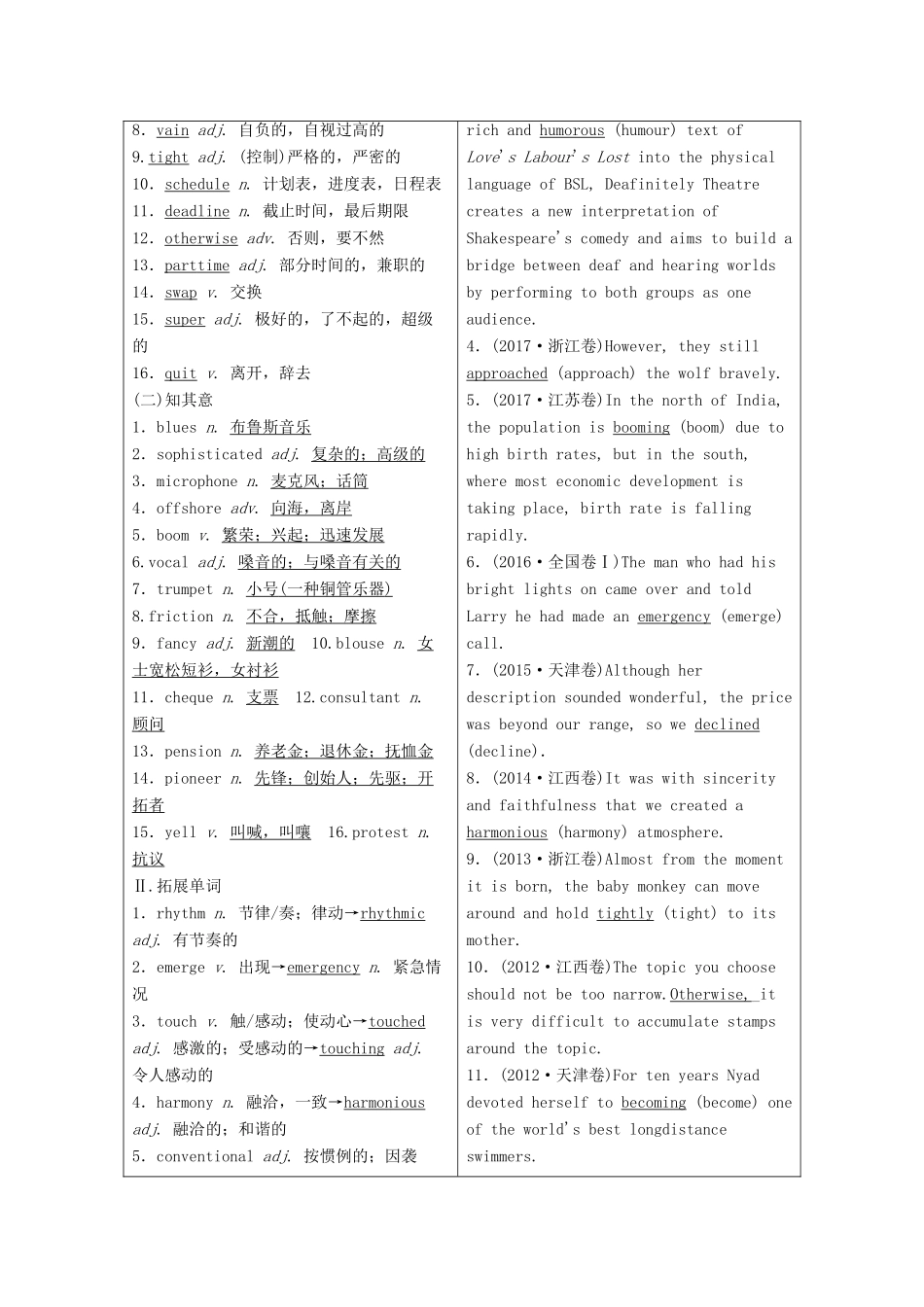 高考英语一轮总复习 Module 4 Music Born in America（教师用书）教案 外研版选修7-外研版高三选修7英语教案_第3页