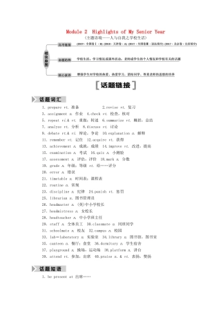 高考英语一轮总复习 Module 2 Highlights of My Senior Year（教师用书）教案 外研版选修7-外研版高三选修7英语教案