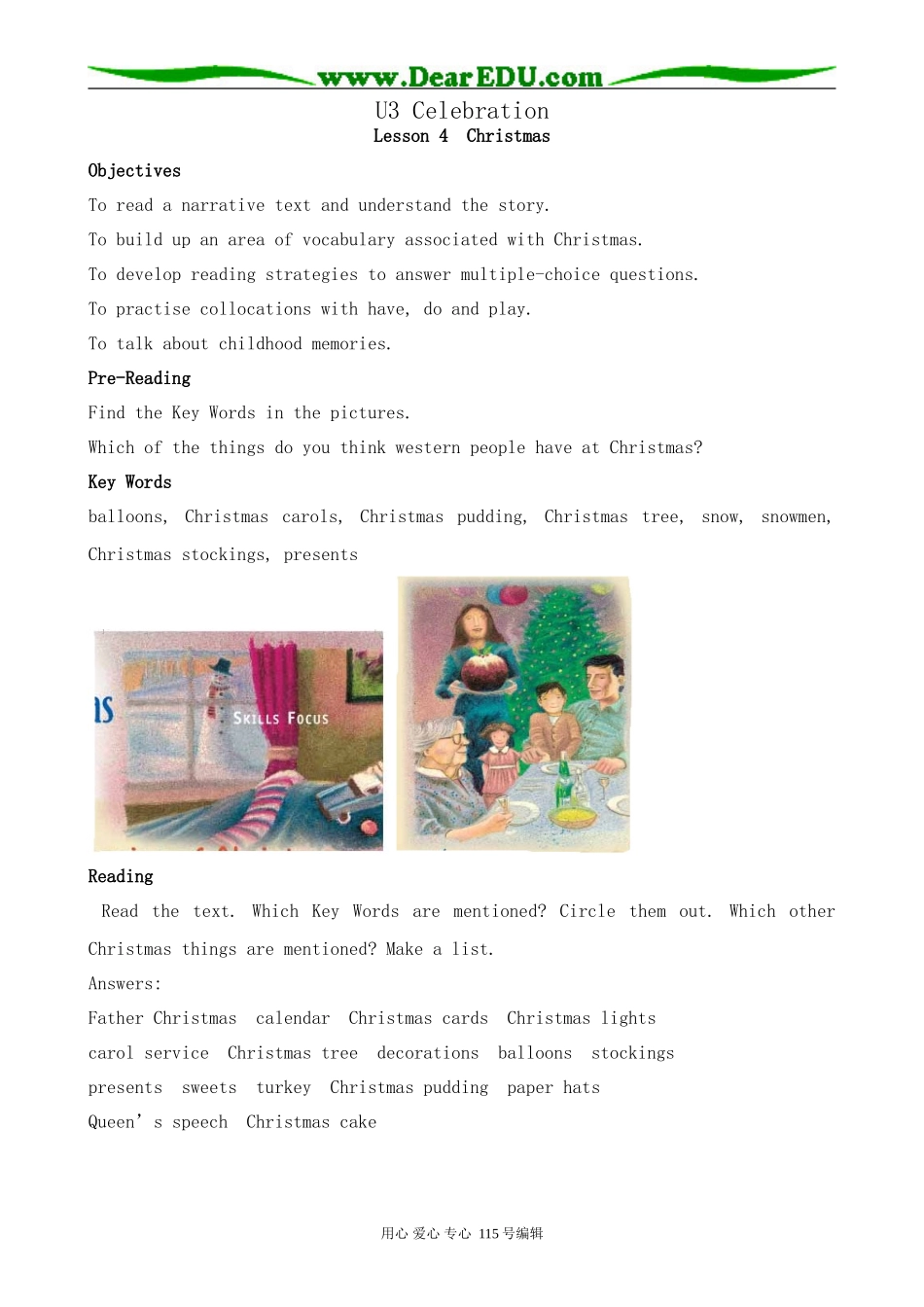 北师大版高中英语必修1U3 Celebration--Lesson 4 Christmas_第1页