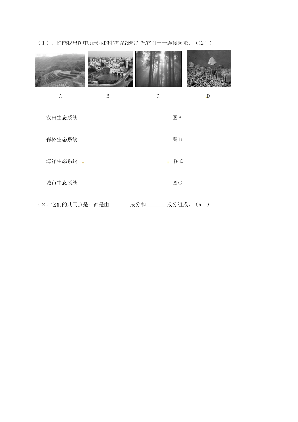 江苏省太仓市七年级生物上册 第三章 生态系统和生物圈复习教案 （新版）苏科版-（新版）苏科版初中七年级上册生物教案_第3页