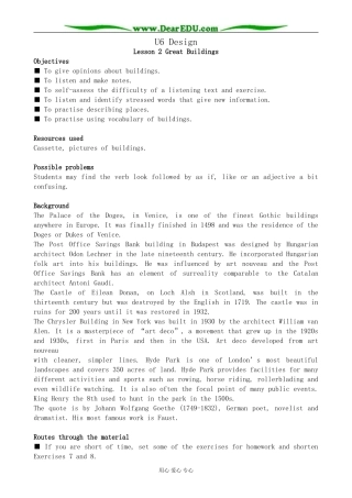 北师版英语必修2U6 Design--Lesson 2 Great Buildings