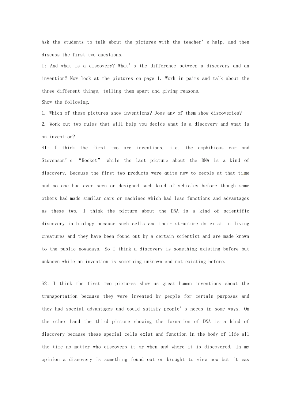 高中英语 Unit3第1课时 The First Period Speaking教案 新人教版选修8_第2页