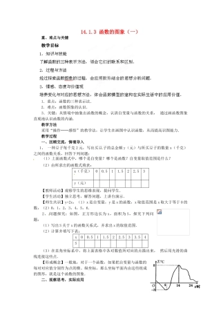 河南省洛阳市第十一中学八年级数学上册 14.1.3 函数的图象（一）教案